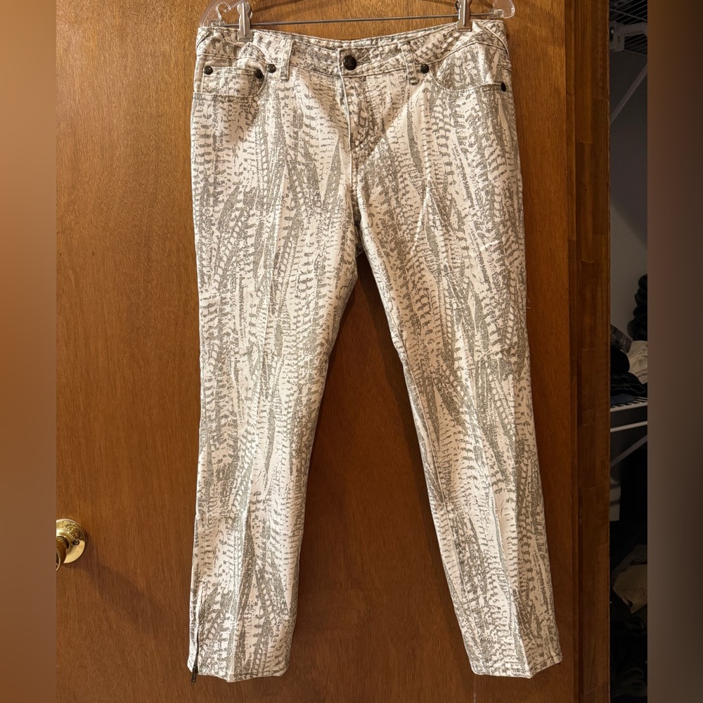 Free People Ankle Jeans with Feather Pattern